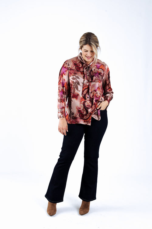 Chemise lavallière imprimé cachemire flou-Paprika-6