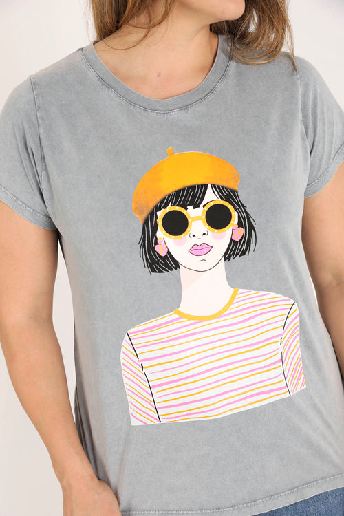 T-shirt en coton imprimé femme-Paprika-4