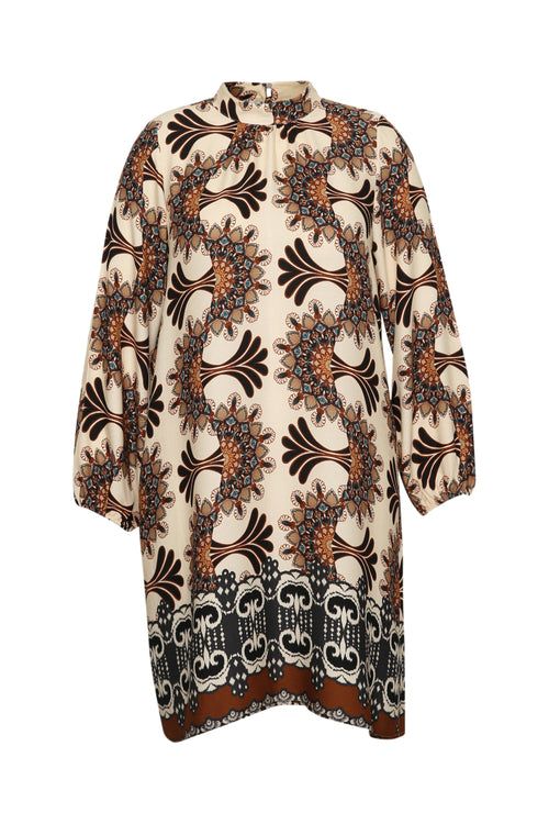 Robe en viscose imprimé graphique-Paprika-9