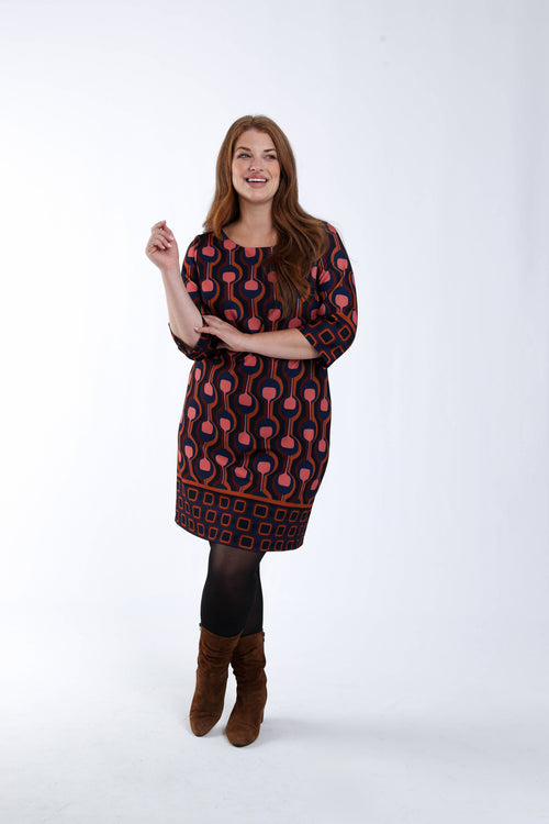 Robe housse imprimé graphique-Paprika-6