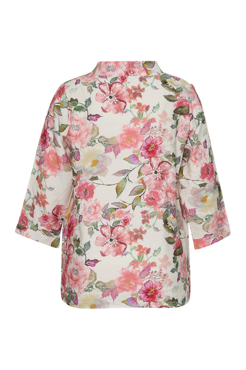 Blouse en viscose imprimé fleuri-Paprika-9