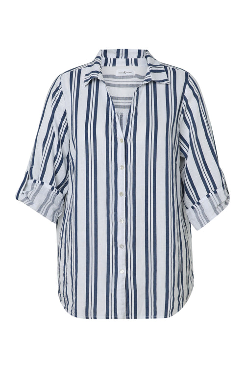 Chemise en lin avec rayures-Paprika-10