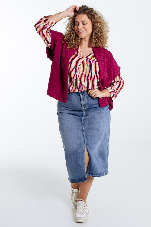 Veste kimono matelassée unie-Paprika-8
