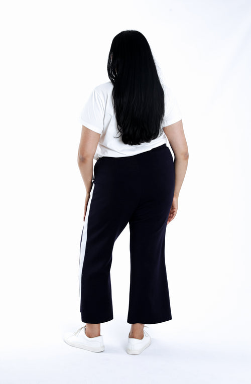 Pantalon jogging uni avec bande sport coté-Paprika-2