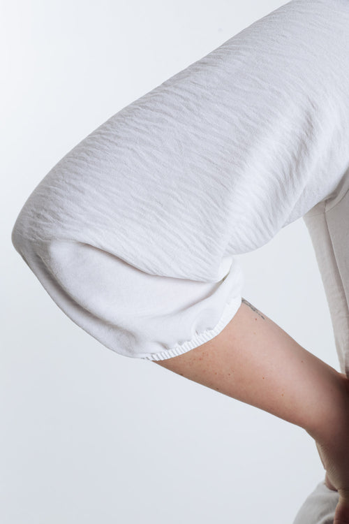 Blouse unie avec bande dorée-Paprika-7