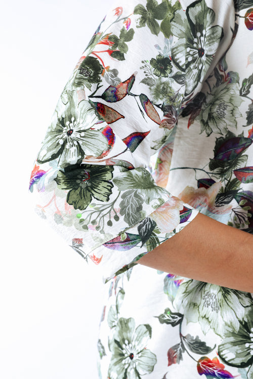 Blouse en viscose imprimé fleuri-Paprika-5