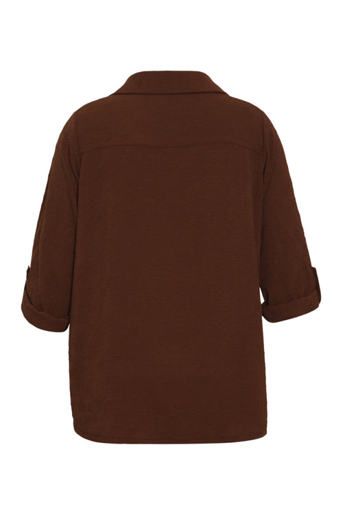 Chemise unie avec motif fleurs en relief-Paprika-9