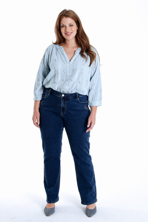 Jeans droit Mia avec broderies-Paprika-7