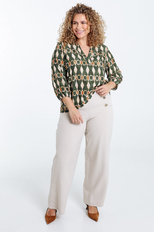 Blouse en viscose imprimé graphique-Paprika-7