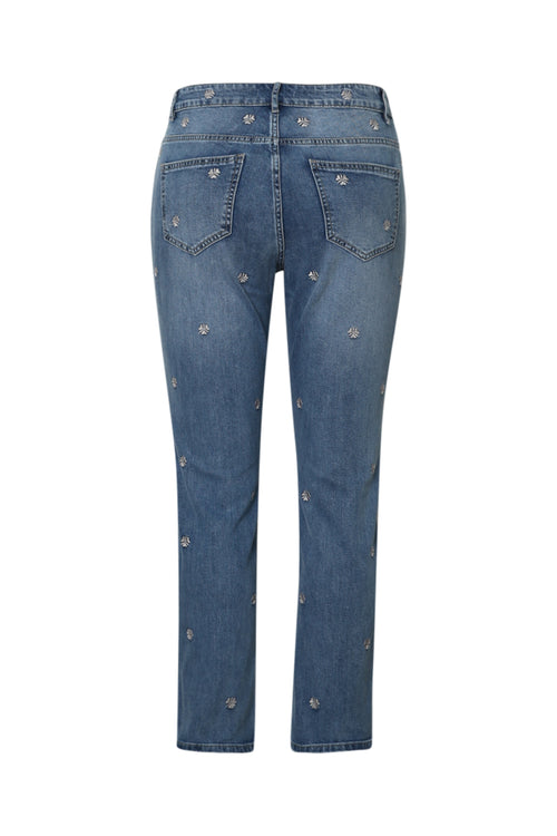 Jeans slim Louise 7/8 avec broderies trèfles-Paprika-2