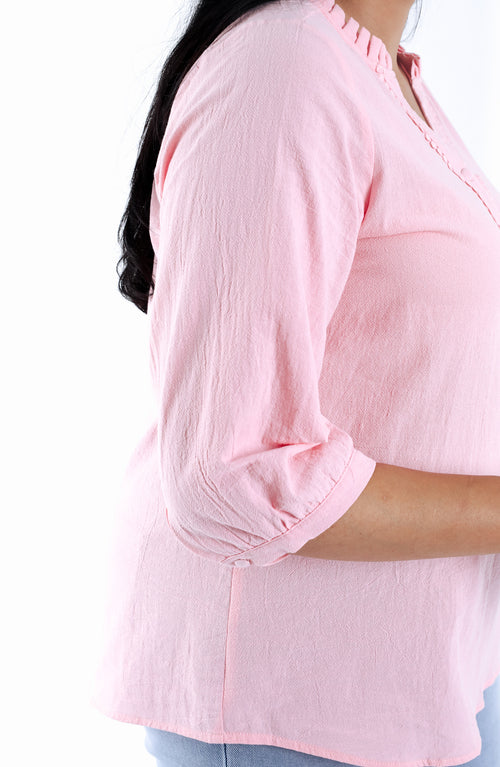 Blouse en coton unie-Paprika-5