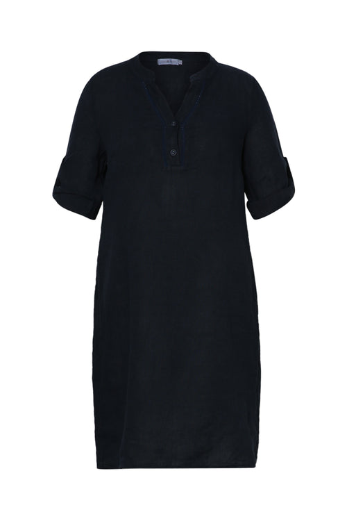 Robe tunique en lin unie-Paprika-1