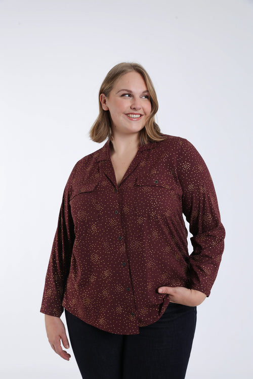 Chemisier en viscose à pois avec détail foil-Paprika-1