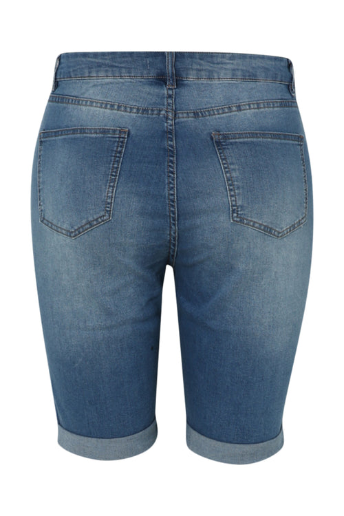 Bermuda en jeans en fibres recyclées-Paprika-11
