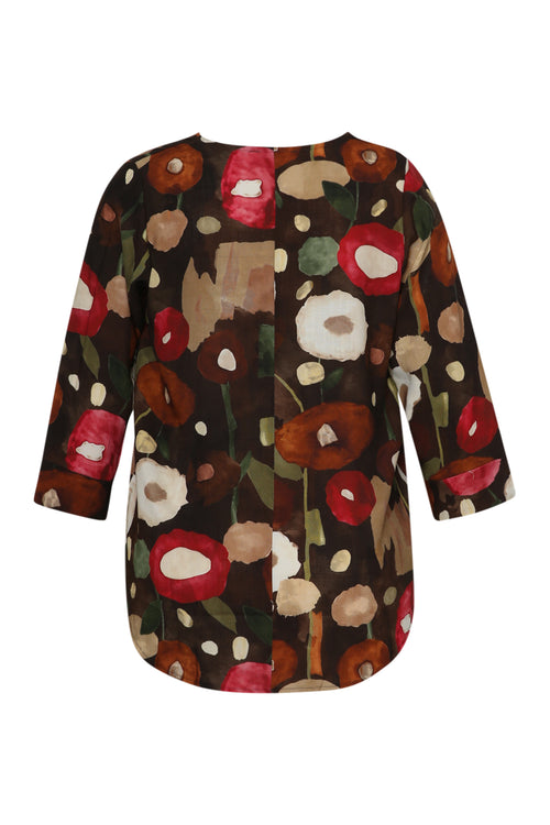 Blouse en viscose imprimé coquelicots-Paprika-10
