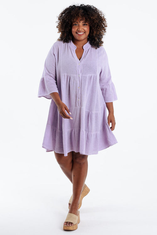 Robe tunique en gaze de coton unie-Paprika-8