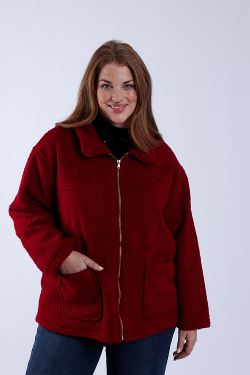 Manteau teddy uni-Paprika-1