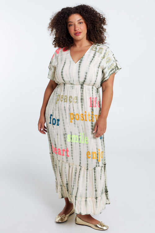 Robe longue en viscose imprimé tie&dye-Paprika-1