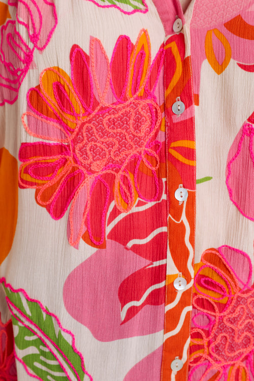 Blouse en viscose imprimé floral-Paprika-3