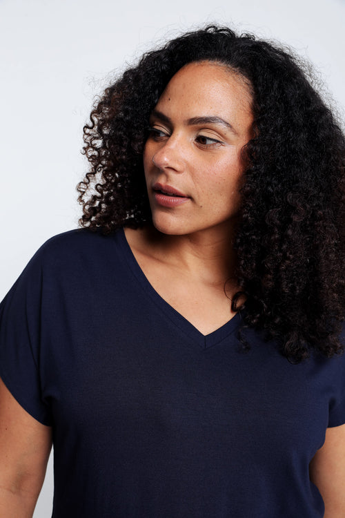 T-shirt uni en viscose-Paprika-3