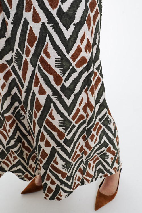 Pantalon large en viscose imprimé ethnique-Paprika-4