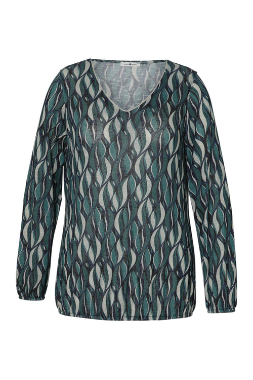 Blouse en maille chaude imprimé graphique-Paprika-1