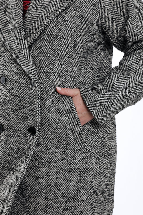 Manteau mi-long motif chevrons-Paprika-6