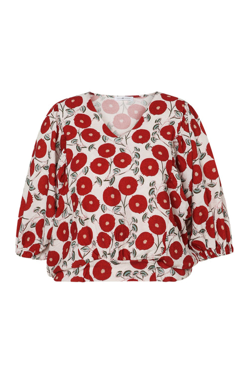 Blouse boite imprimé floral-Paprika-10