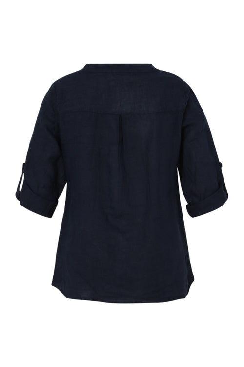 Blouse en lin unie-Paprika-11