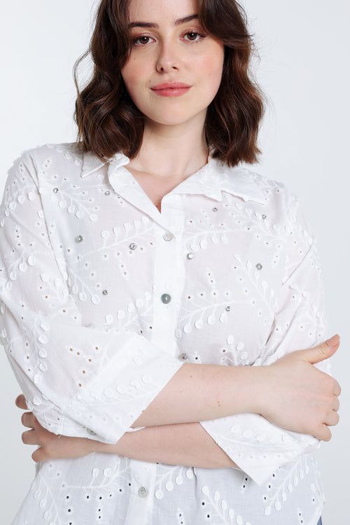 Chemise en coton avec brillants-Paprika-5