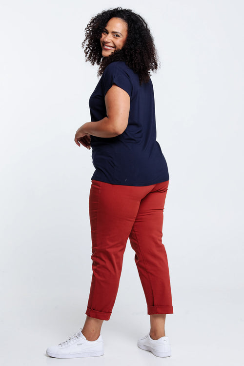 T-shirt uni en viscose-Paprika-2