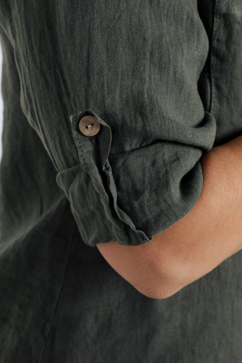 Blouse en lin unie-Paprika-5