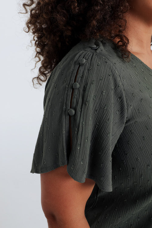 Blouse en viscose unie-Paprika-5