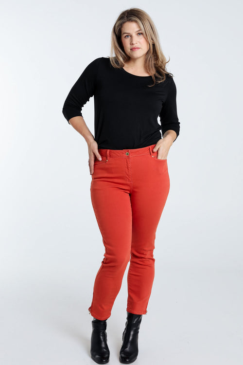 Pantalon Louise 7/8 en coton-Paprika-8
