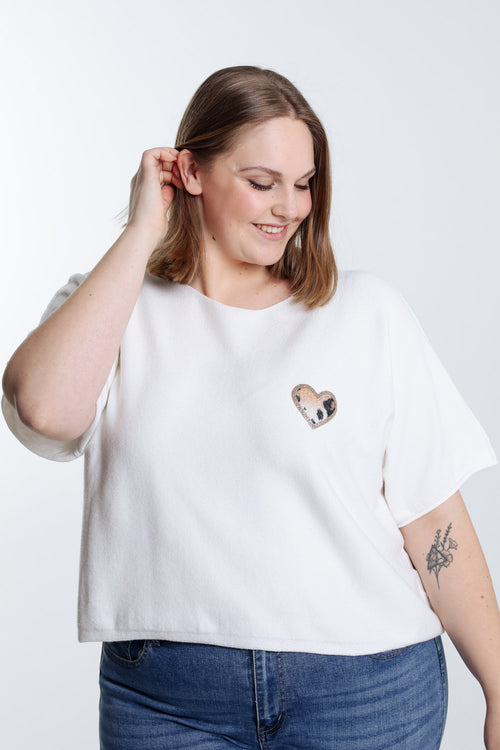 Pull cape uni avec coeur-Paprika-1