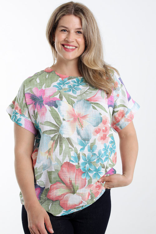 Blouse en coton imprimé floral-Paprika-1