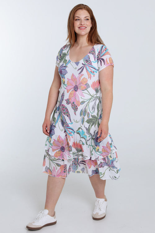 Robe en gaze de coton imprimé floral-Paprika-9