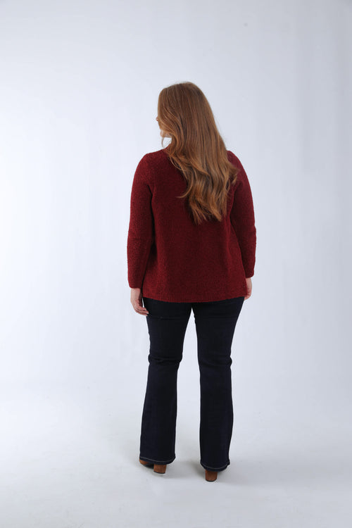 Gilet maille bouclette uni-Paprika-1