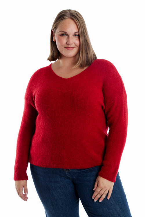 Pull avec alpaga uni-Paprika-1