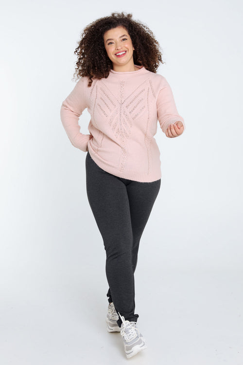 Pull uni torsade et strass-Paprika-7