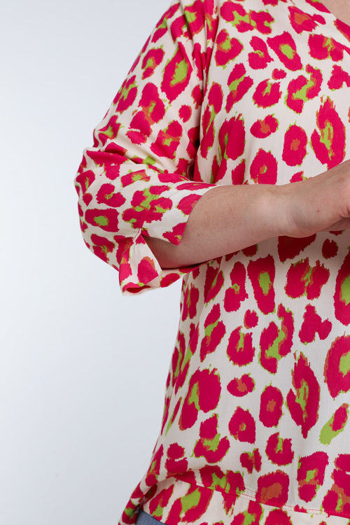 Blouse en viscose imprimé peau de bête-Paprika-5