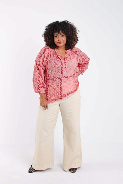 Blouse en coton imprimé bandana-Paprika-9