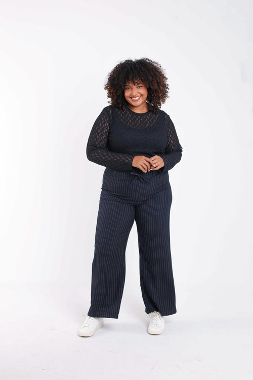 Pantalon large rayé-Paprika-8