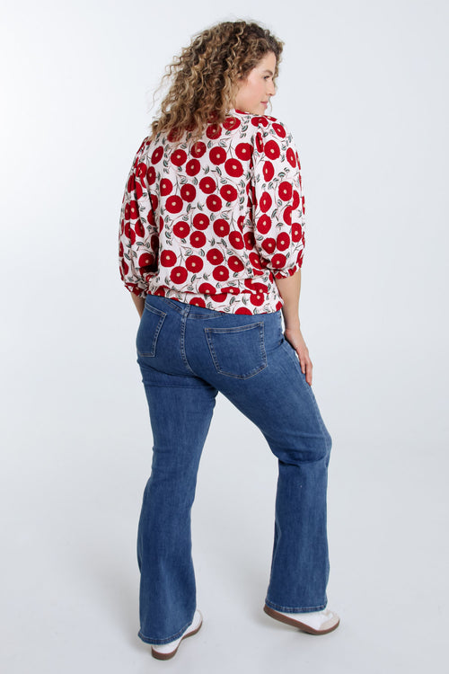 Blouse boite imprimé floral-Paprika-2