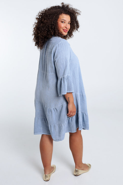Robe tunique en gaze de coton unie-Paprika-2