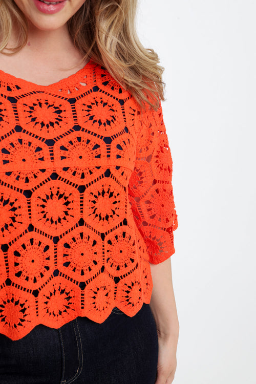 Pull en crochet uni-Paprika-4