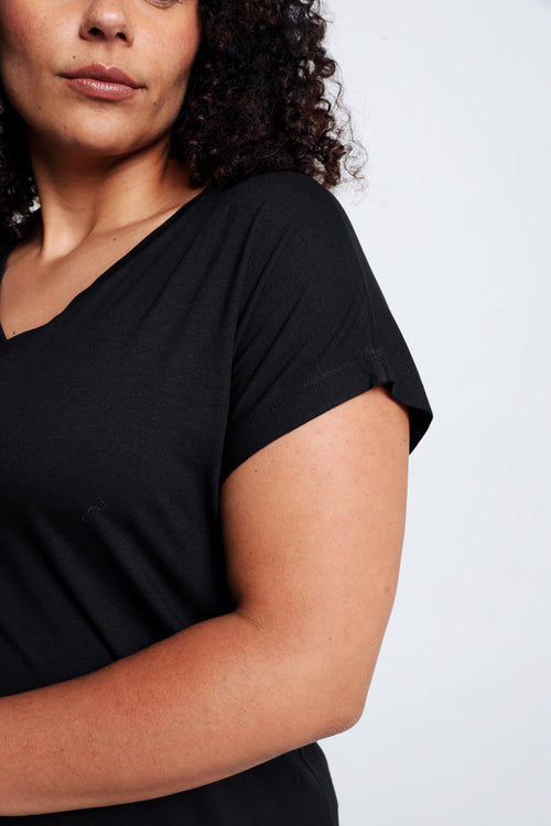 T-shirt uni en viscose-Paprika-4