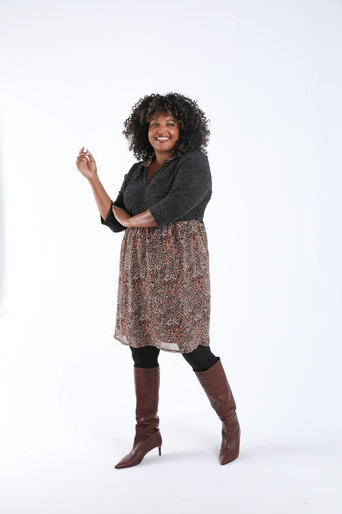 Robe 2 en 1 imprimé graphique-Paprika-7