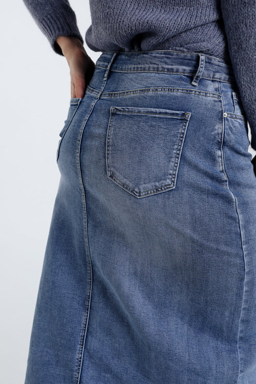 Jupe en jeans avec fente-Paprika-6