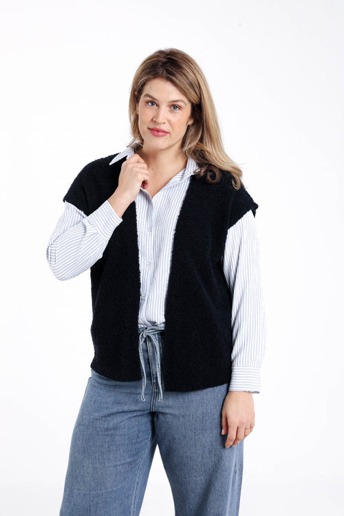 Gilet sans manches maille bouclette uni-Paprika-2